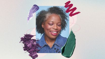 beautiful woman wearing colourful eye makeup