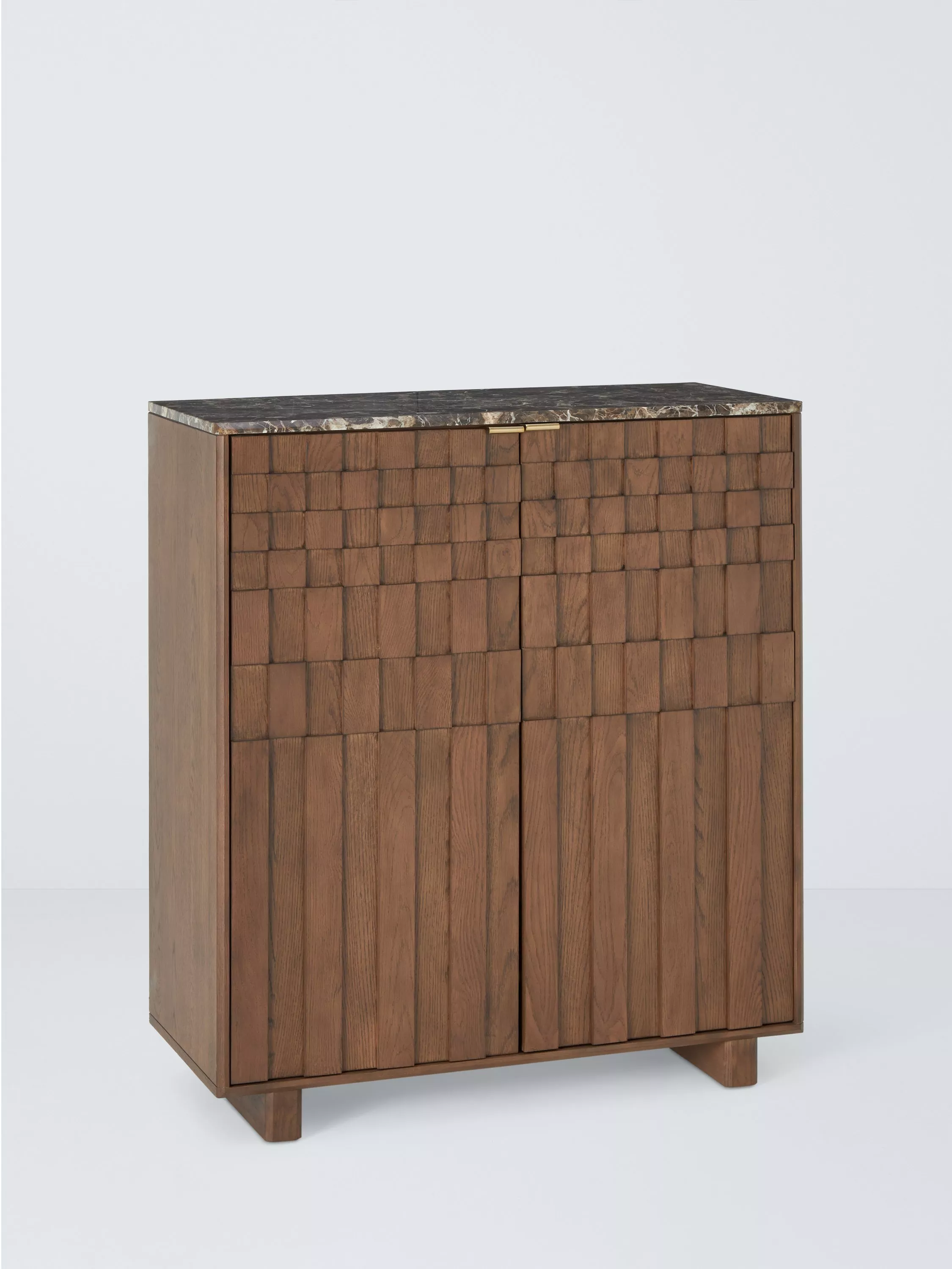 John Lewis Check Marble Top Drinks Cabinet, Dark Brown