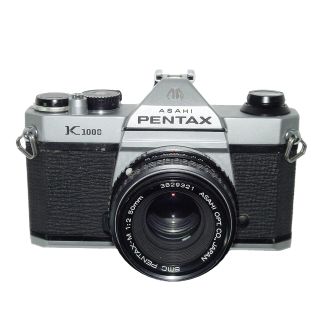 Pentax K1000 camera on a white background