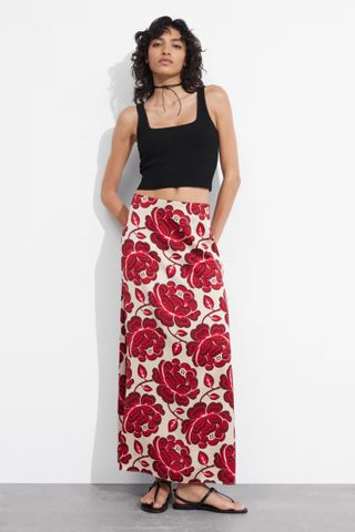 & Other Stories Satin Midi Skirt