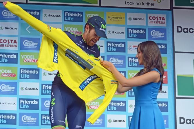 Alex Dowsett (Movistar) in the Tour of Britain leader's jersey