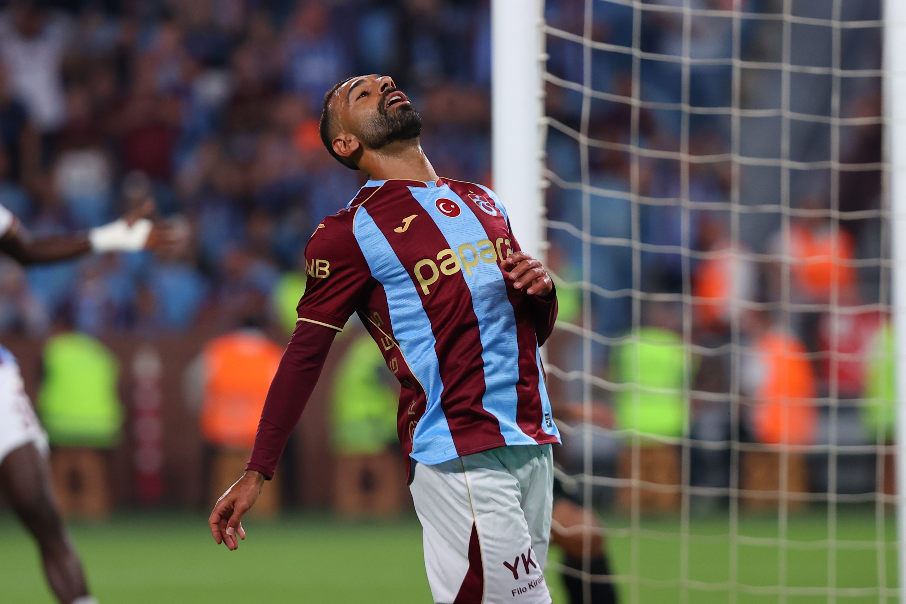 TRABZON, TURKIYE - AUGUST 20: Mohamed Salah of Trabzonspor in action during the first leg of the UEFA Europa League play-off round between Trabzonspor and Ferencvaros at Papara Park in Trabzon, Turkiye, on August 20, 2026. (Photo by Hasan Tascan/Anadolu via Getty Images)