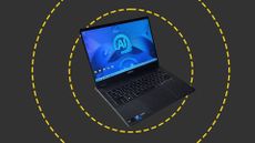 The MSI Prestige 14 AI Evo on the ITPro background