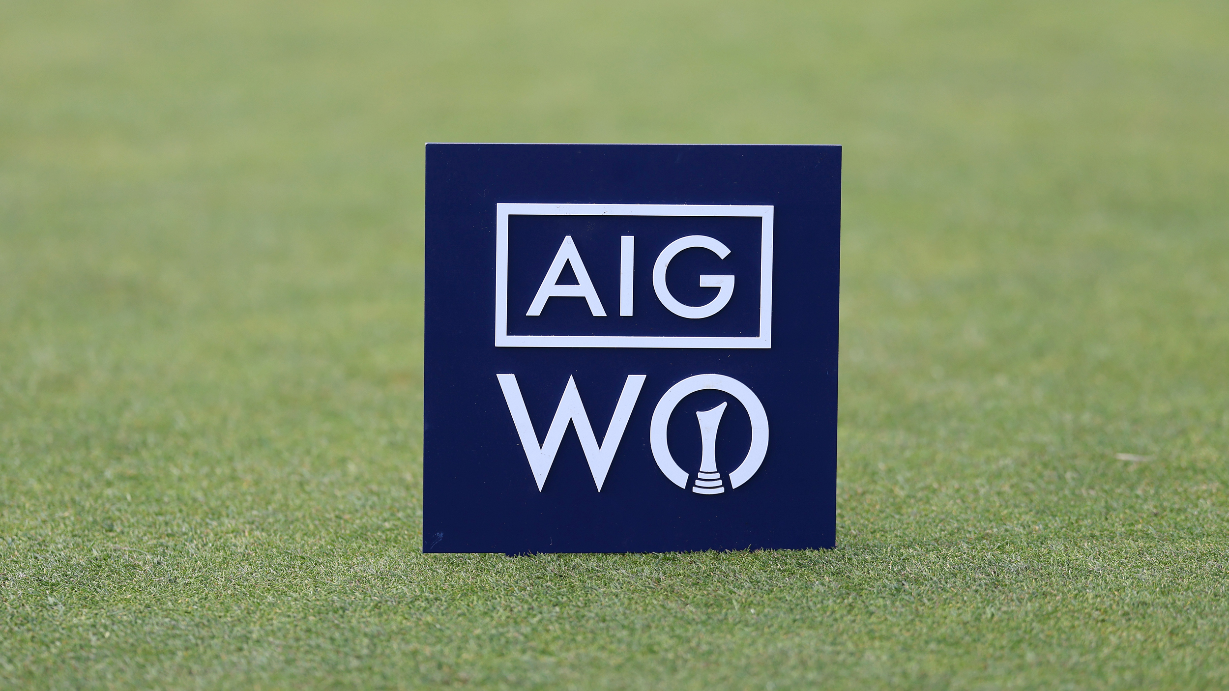 A navy blue AIG Women&#039;s Open tee marker