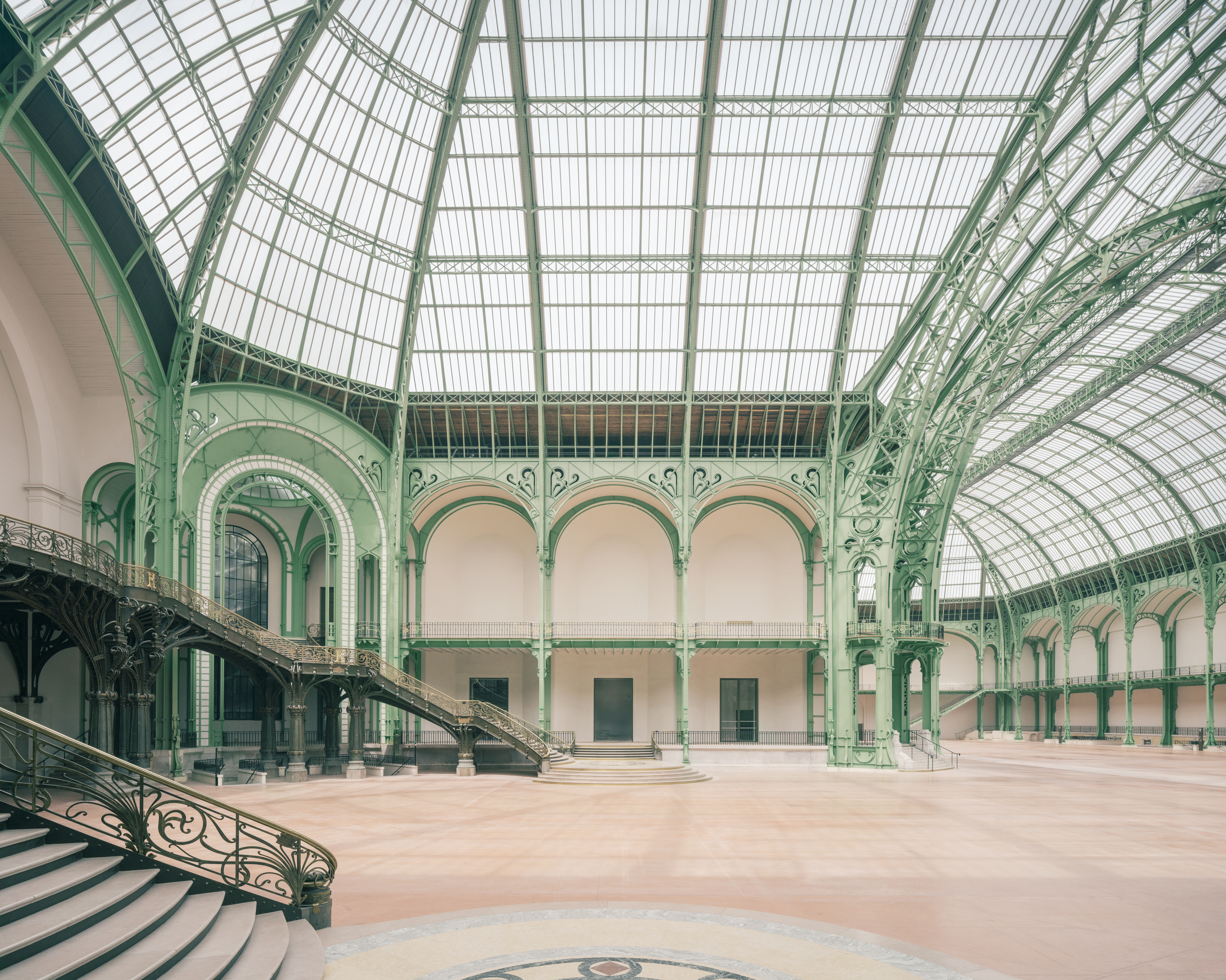 Grand Palais reopened with green framing and gorgeous stucco interiors renovated by chatillon architectes