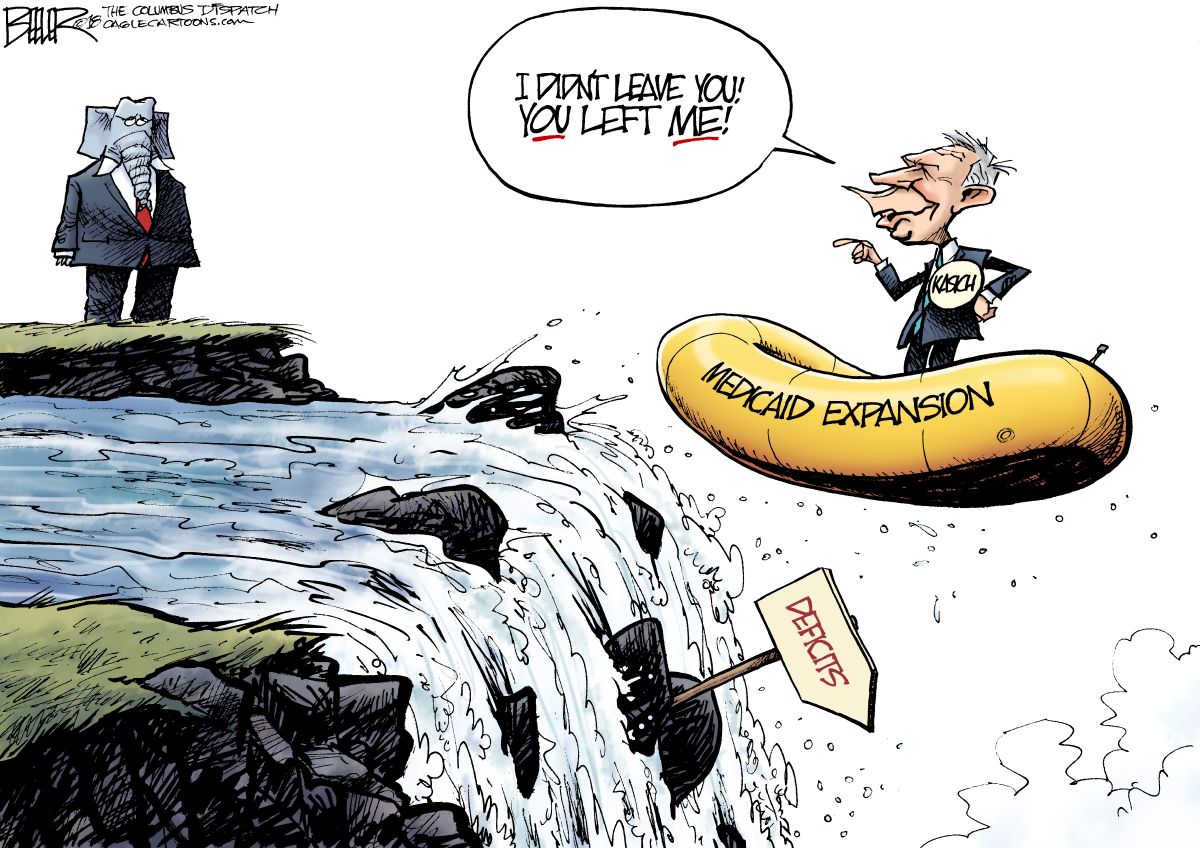 Political cartoon U.S. John Kasich GOP medicaid expansion deficits ...