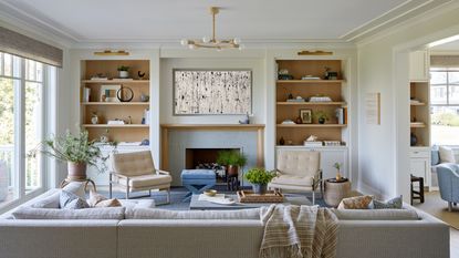 neutral living room in coast beach house in New Jersey