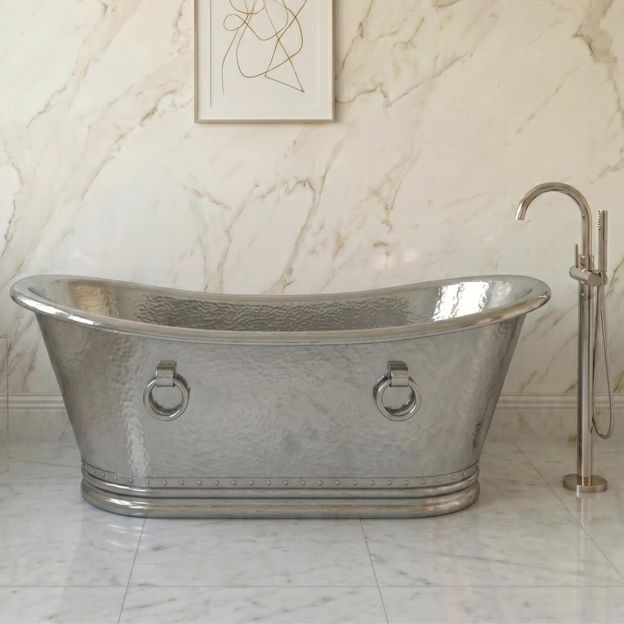 silver hammered bathtub