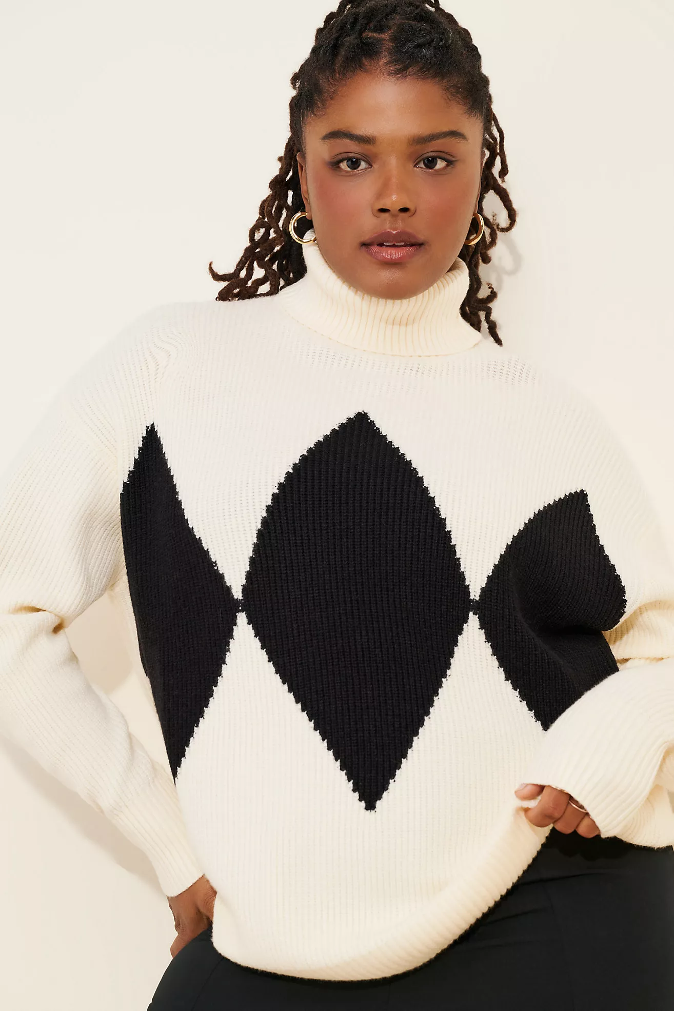 Eloquii Argyle Turtleneck Sweater