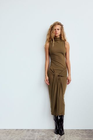 Midi Dress With Tied Knot