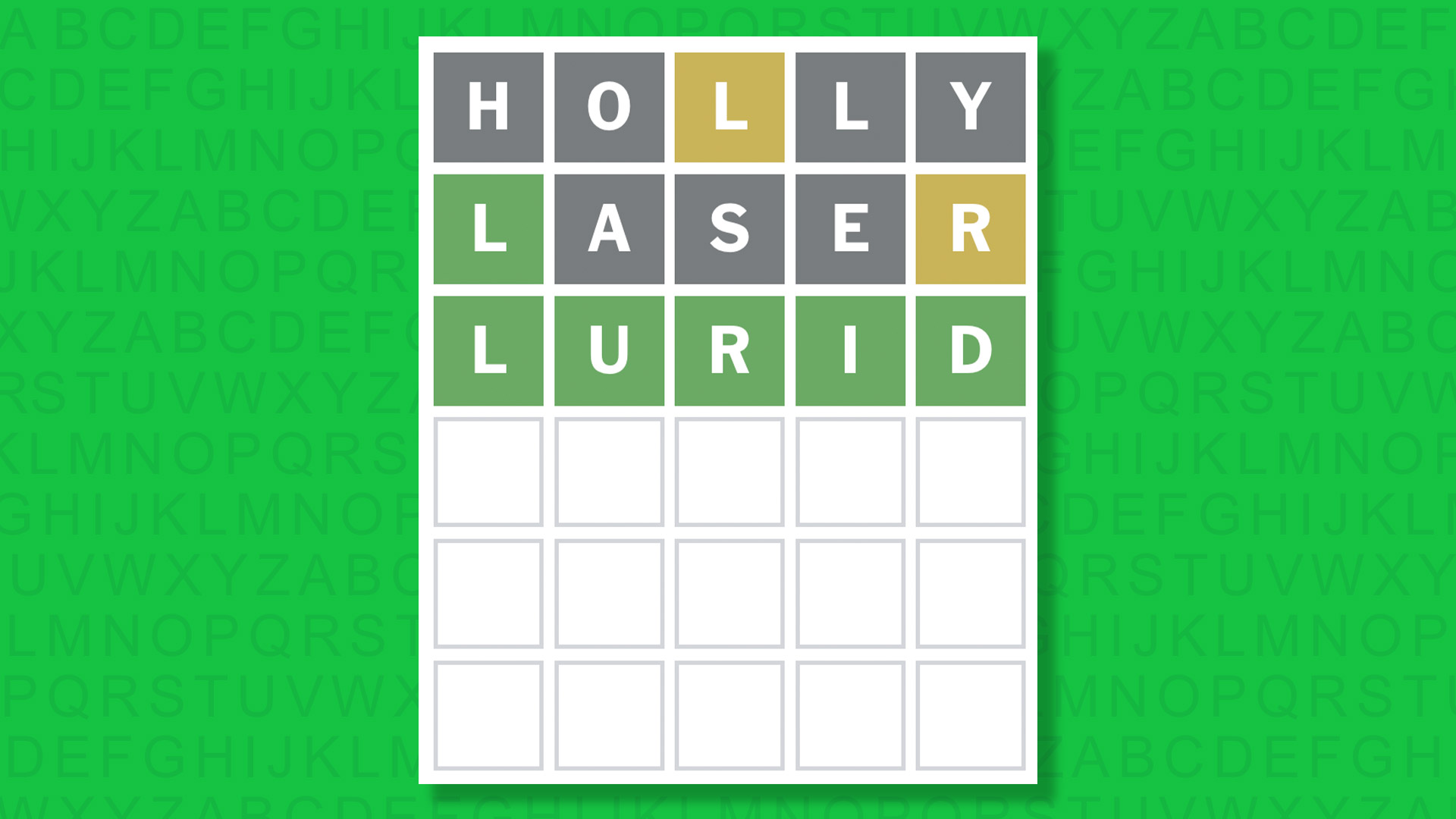 Ответ NYT Wordle для игры 1609 на зеленом фоне