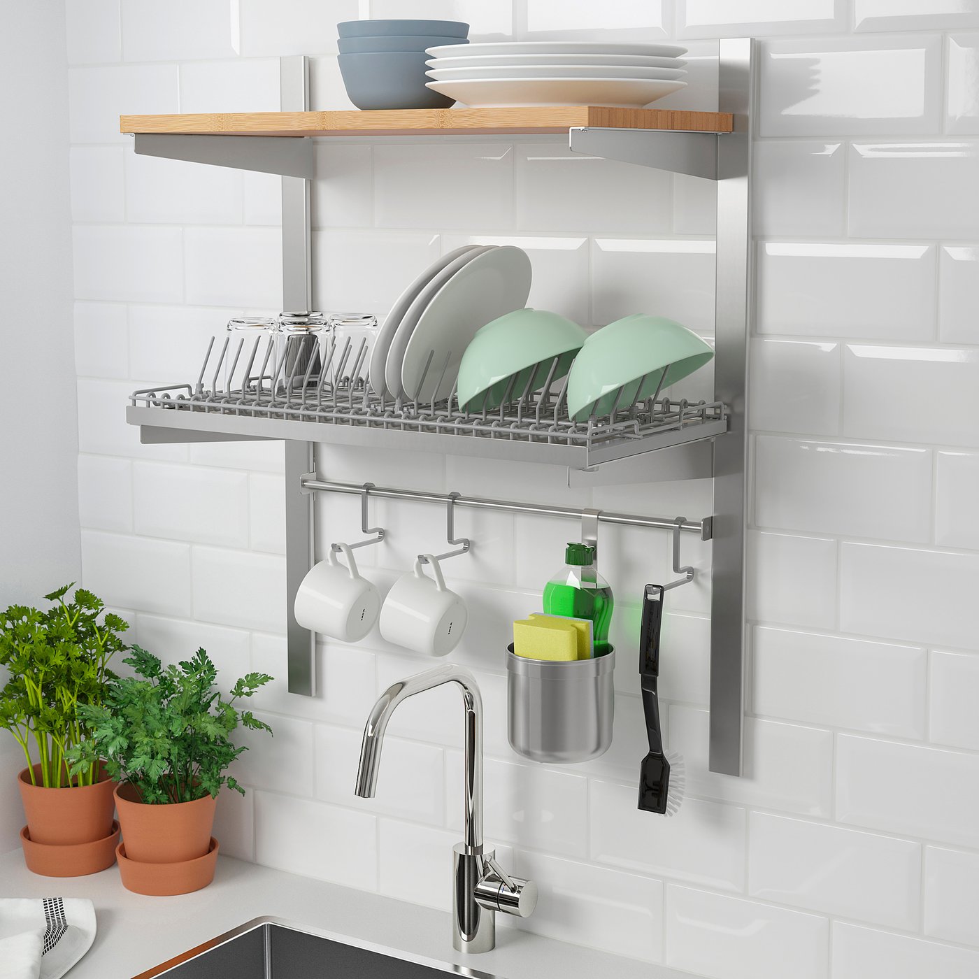 Kungsfors Susp Rail W Shelf/rail/dish Dra - Stainless Steel/ash