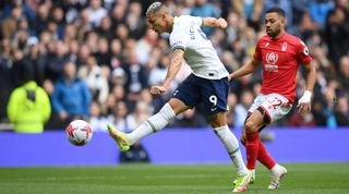 Richarlison scores for Tottenham against Nottingham Forest, but the Brazilian's effort is later ruled out by VAR.