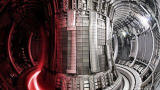 Nuclear fusion facility: JET interior with superimposed plasma