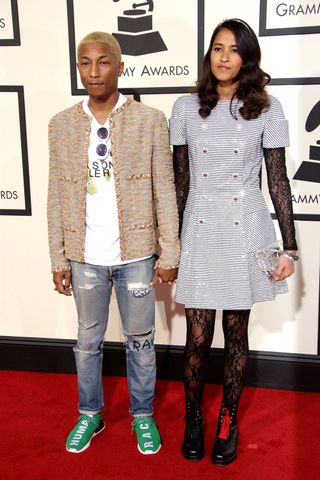Pharrell Williams & Helen Lasichnach At The Grammys 2016