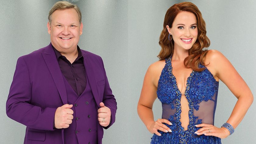 Andy Richter and Whitney Leavitt are shown in press photos for Dancing with the Stars Season 34.