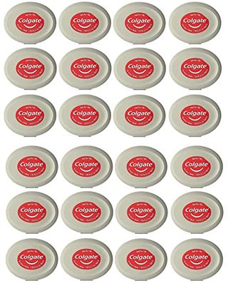 Colgate Waxed Dental Floss for Improved Mouth Health Small Travel Size 3 Yards (2.7 Meters) - Pack of 24