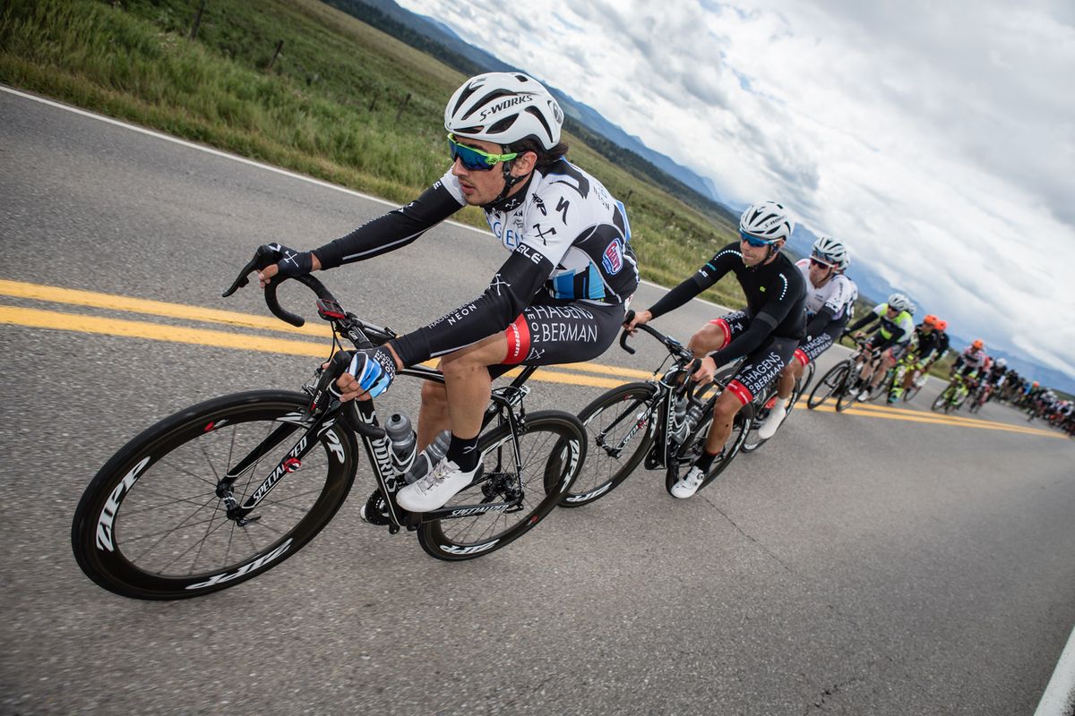 Axeon Hagens Berman works on the front to defend the yellow jersey