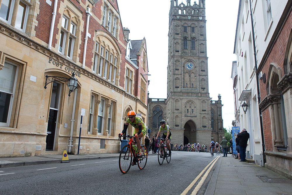 Emilia Fahlin (SWE) of Ale-Cipollini Cycling Team is about to get caught in the town of Warwick during the Aviva Women's Tour 2016 - Stage 2