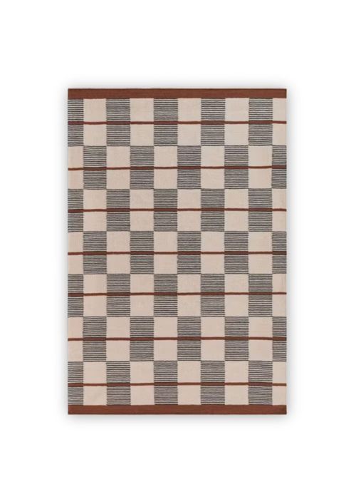 John Lewis Betula Checkerboard Flatweave Rug, Orange/multi