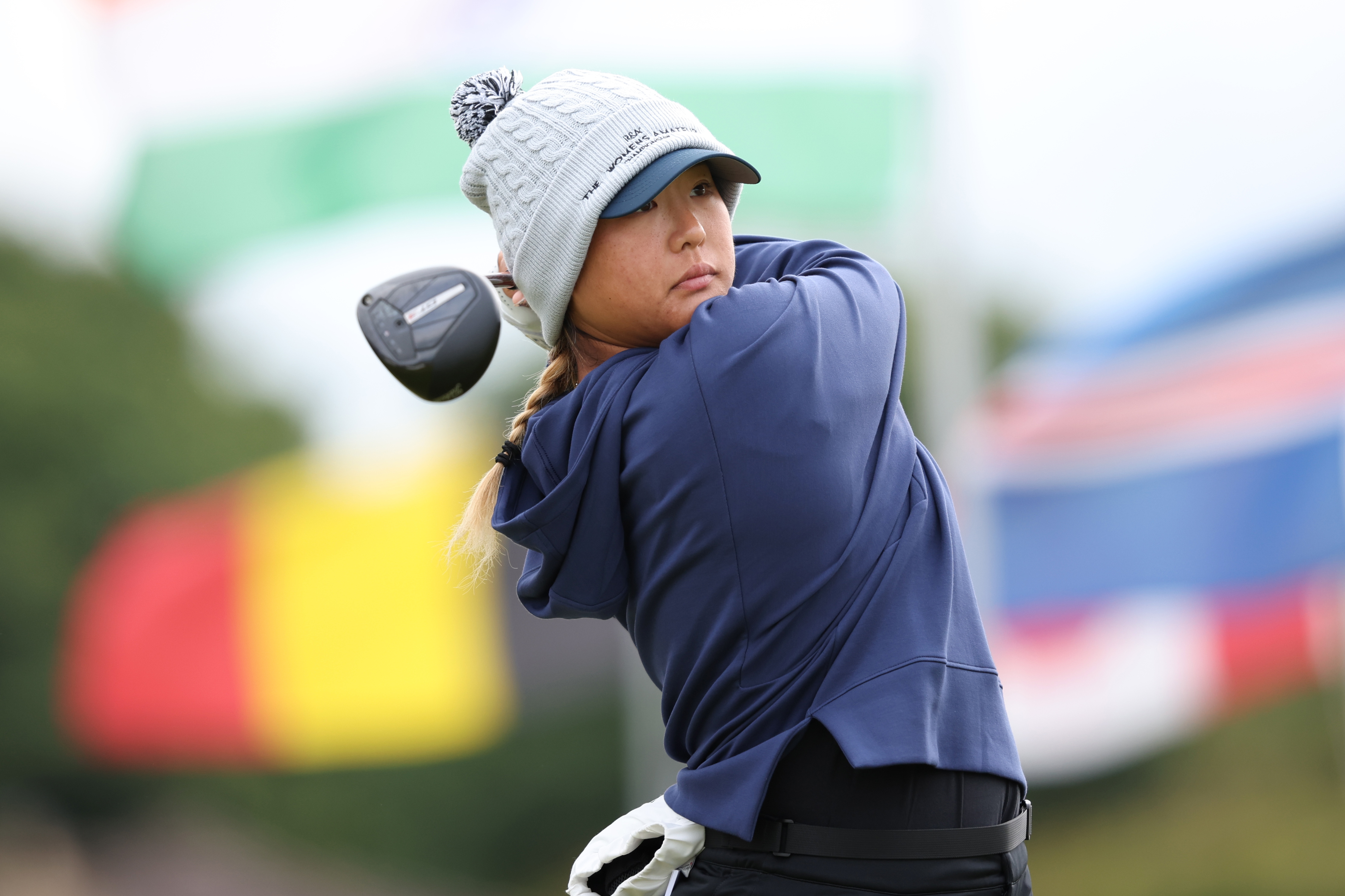 Catherine Park watches a tee shot