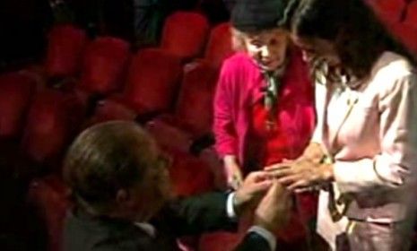 Christopher Young, a Democratic candidate for mayor in Providence, RI, proposes to his girlfriend. 