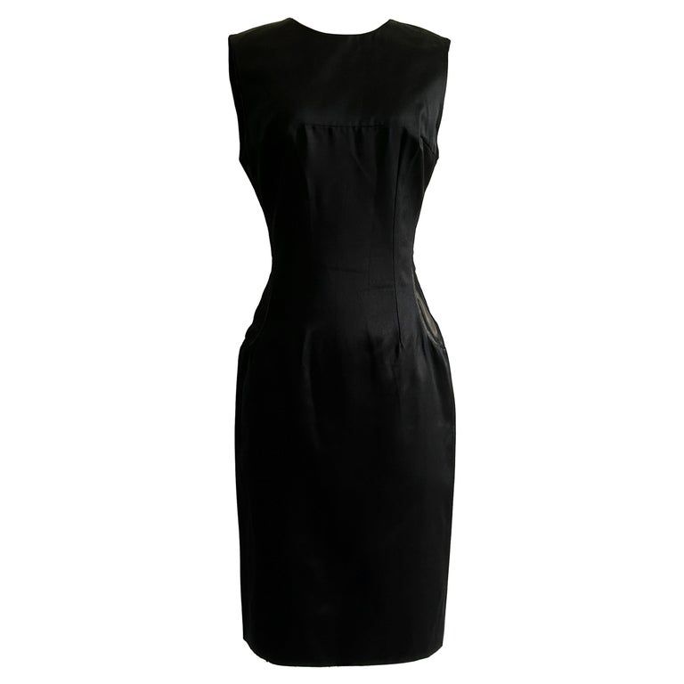 2008 Alexander Mcqueen Black Silk With Sheer Side Panels Dress