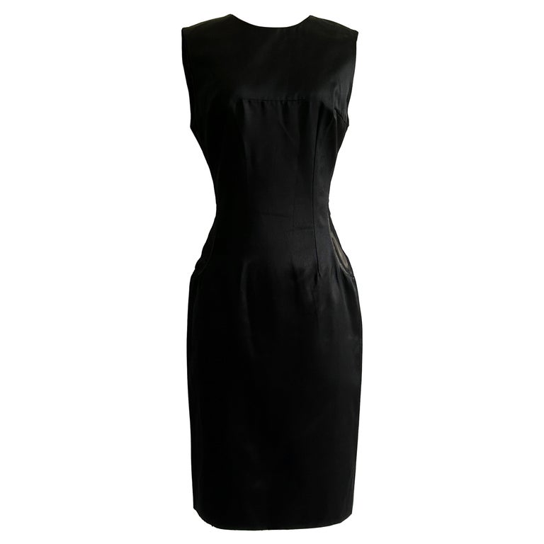 2008 Alexander Mcqueen Black Silk With Sheer Side Panels Dress
