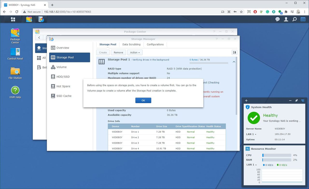 Synology DSM interface