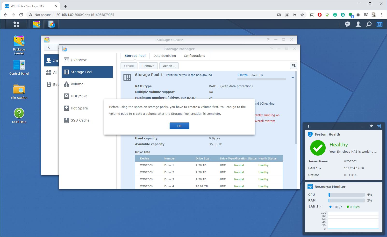 Synology DSM interface