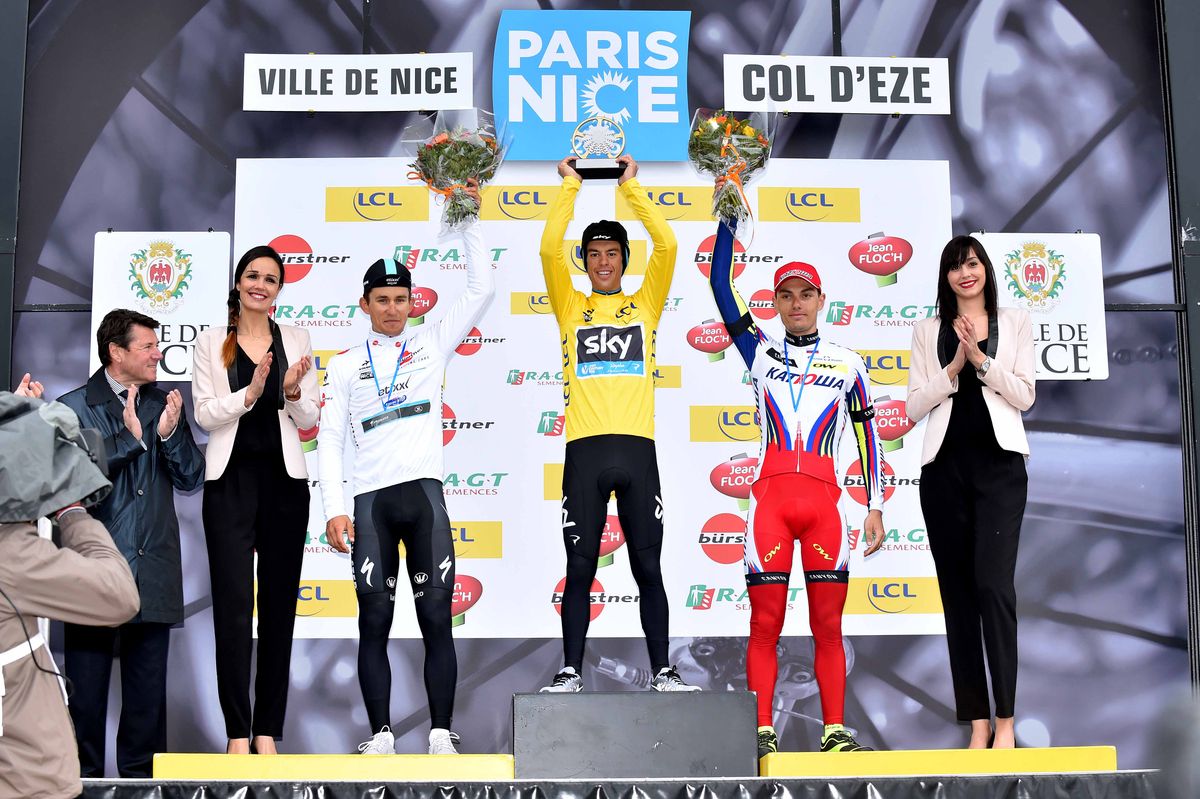 The top three overall, Richie Porte, Michal Kwiatkowski and Simon Spilak