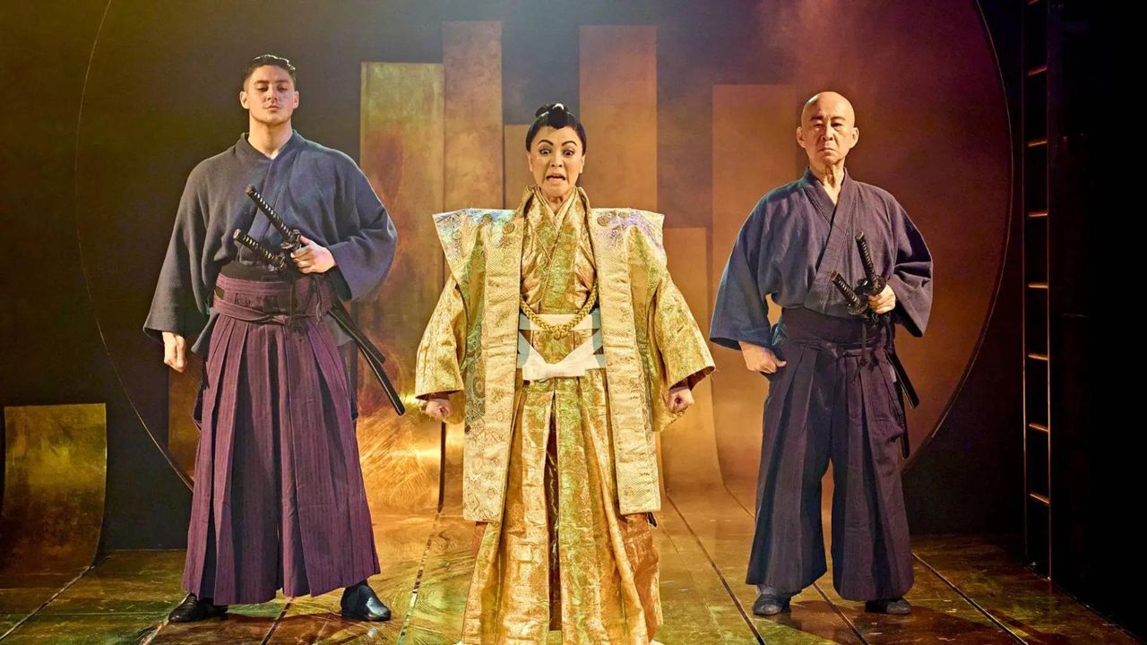 Sario Solomon, Saori Oda and Masashi Fujimoto in &#039;Pacific Overtures&#039; at Menier Chocolate Factory 