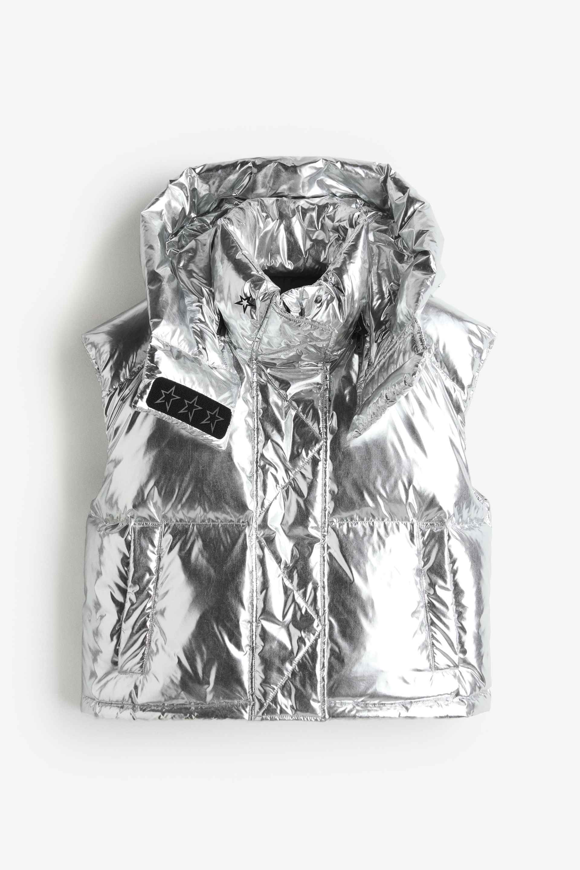 Water-Repellent Down Vest - Silver-Colored