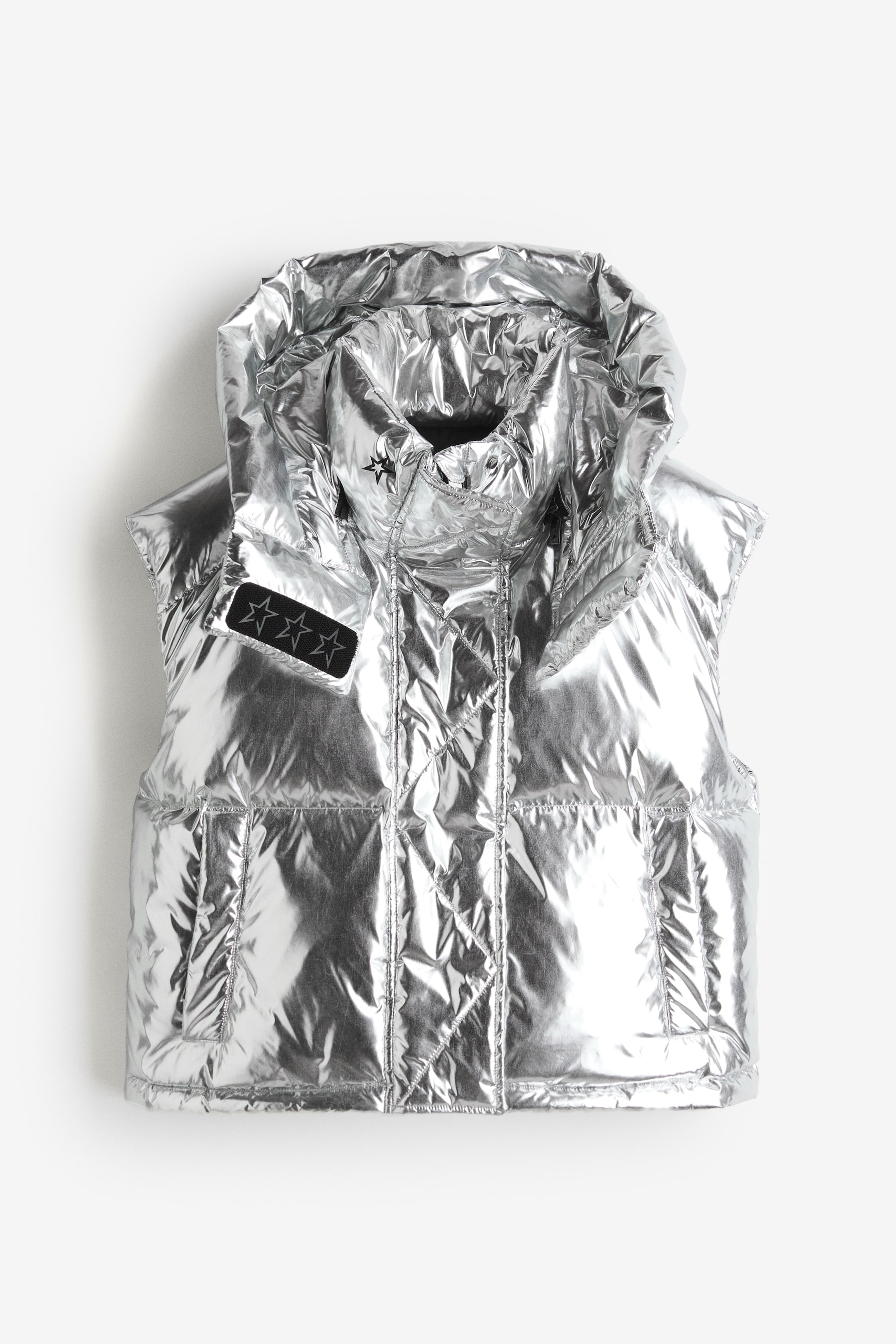 Water-Repellent Down Vest - Silver-Colored