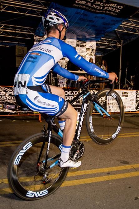 A victory wheelie from Old Pueblo Grand Prix winner Luke Keough (UnitedHealthcare Pro Cycling)