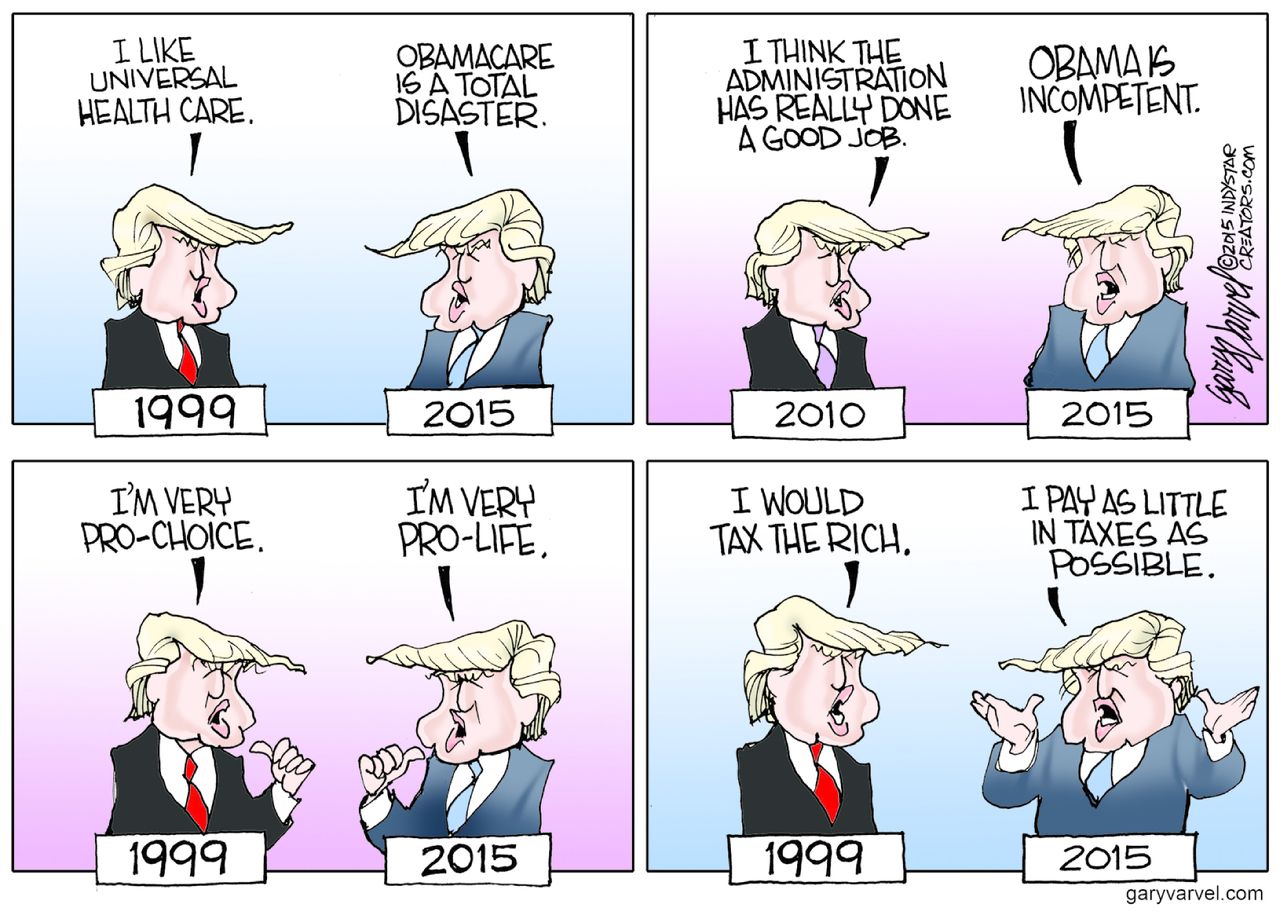 Political cartoon U.S. Donald Trump 2016