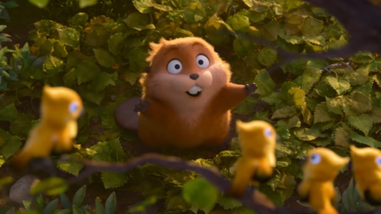 Mabel, as a beaver, talking to birds.