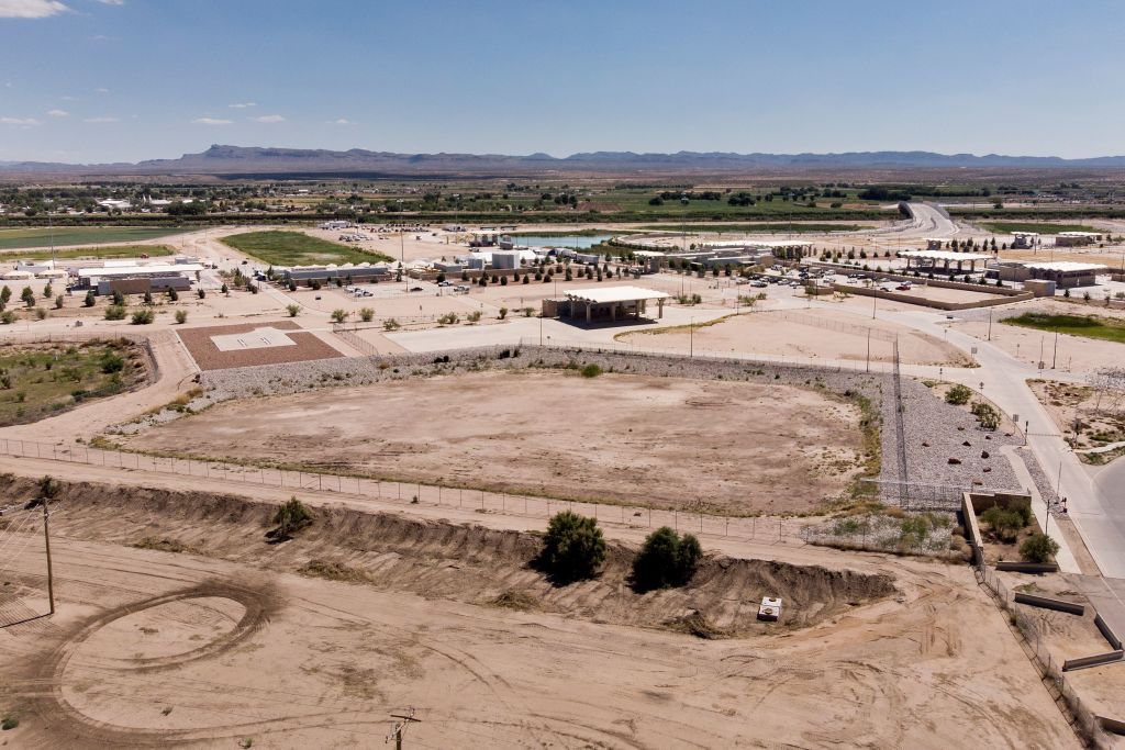 A tent city for migrants in Texas.