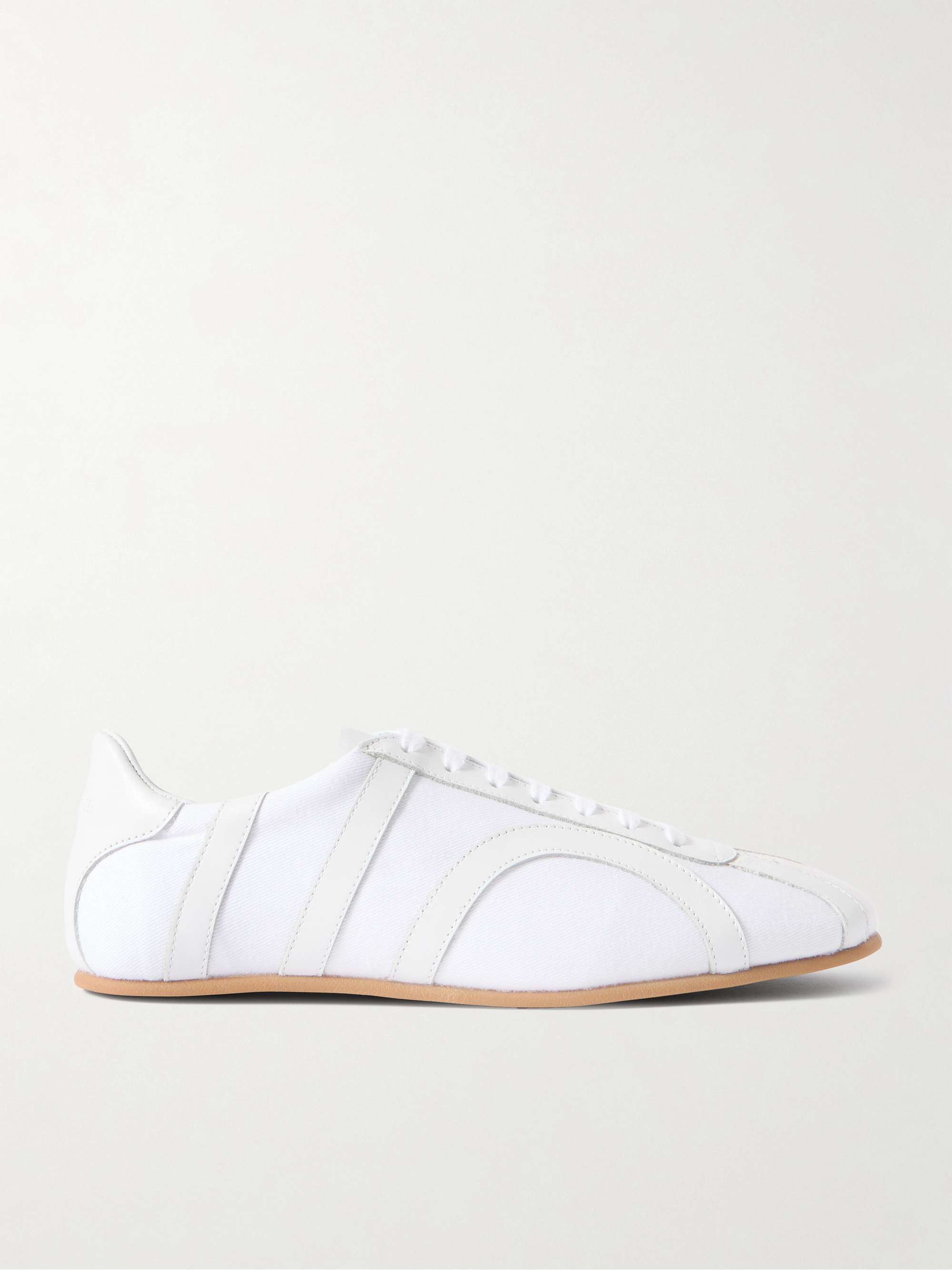Leather-Trimmed Cotton-Canvas Sneakers