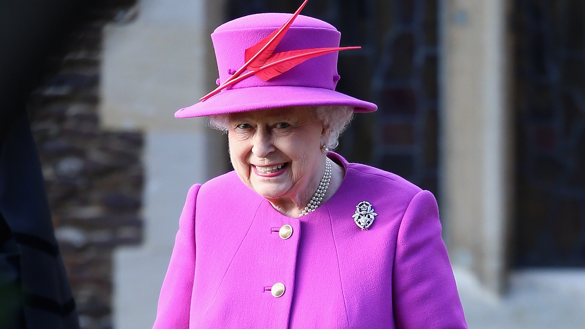 Queen Elizabeth II leaves the Christmas Day Service at Sandringham Church on December 25, 2014