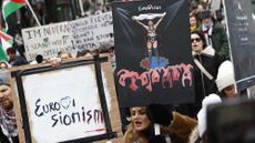 Protesters march against Israel's participation in the 2024 Eurovision contest
