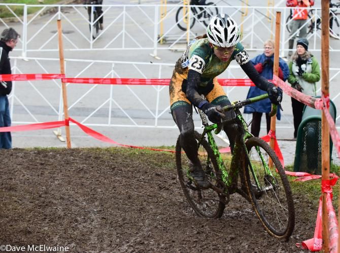 Women's collegiate racing at USA Cycling Cyclo-cross National Championships in Austin, Texas.