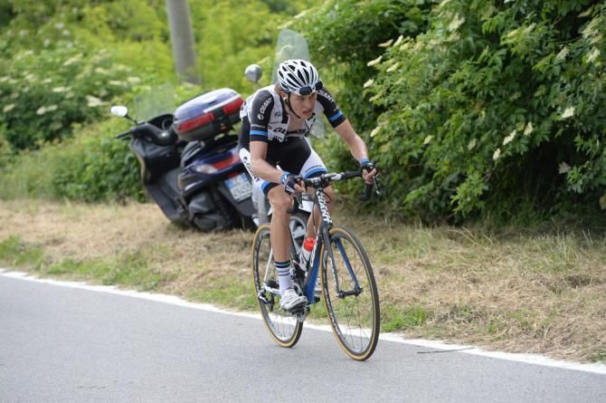 Georg Preidler tries to cling onto the front group for dear life