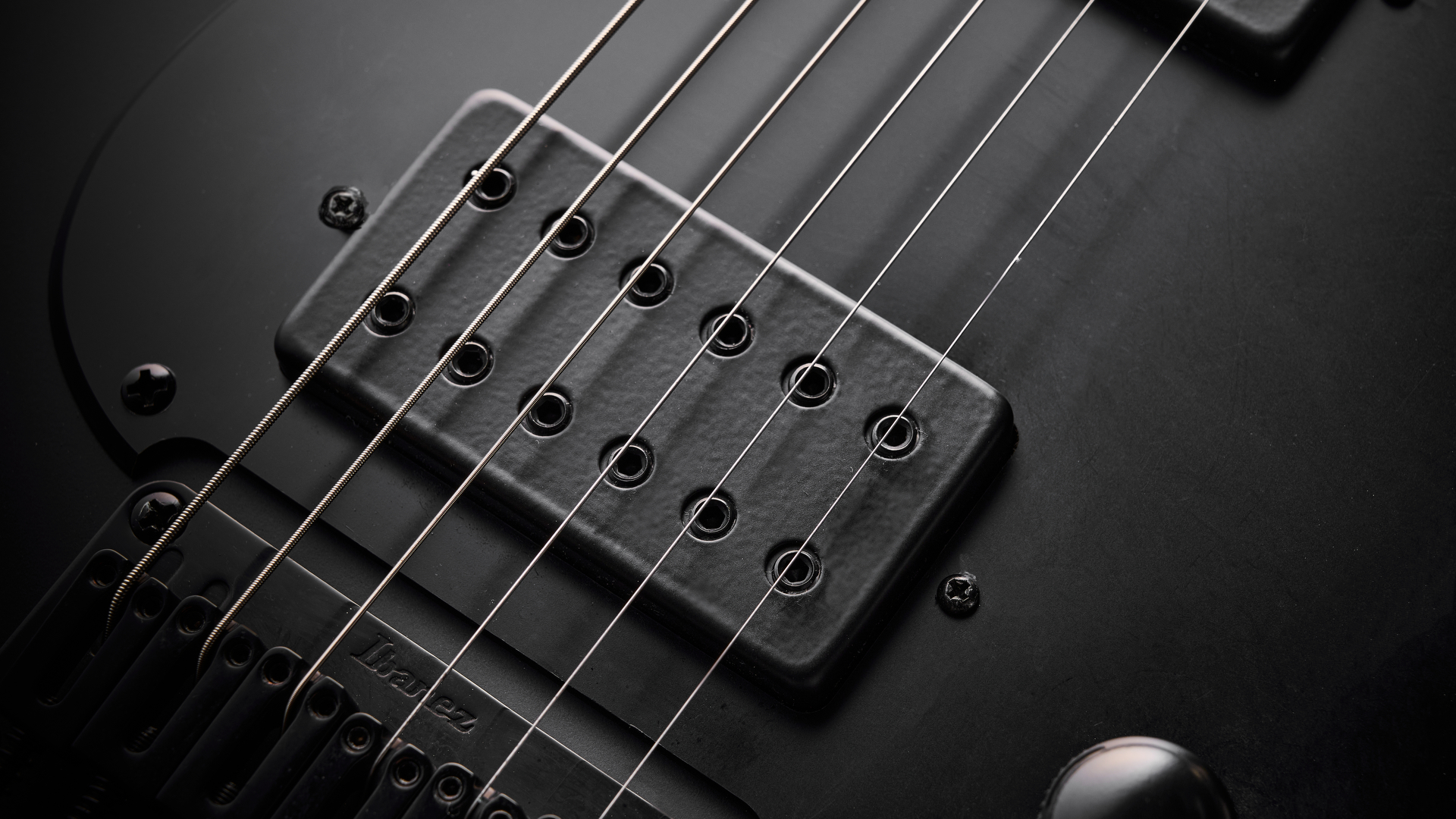 Close up of the DiMarzio Fusion Edge humbucker in the Ibanez Iron Label AZA41B1 electric guitar