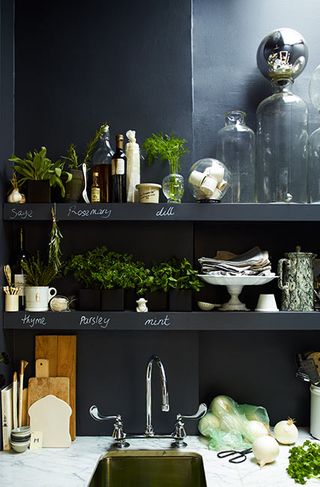 black paint in kitchen