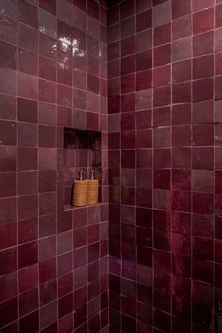 Purple tiled shower