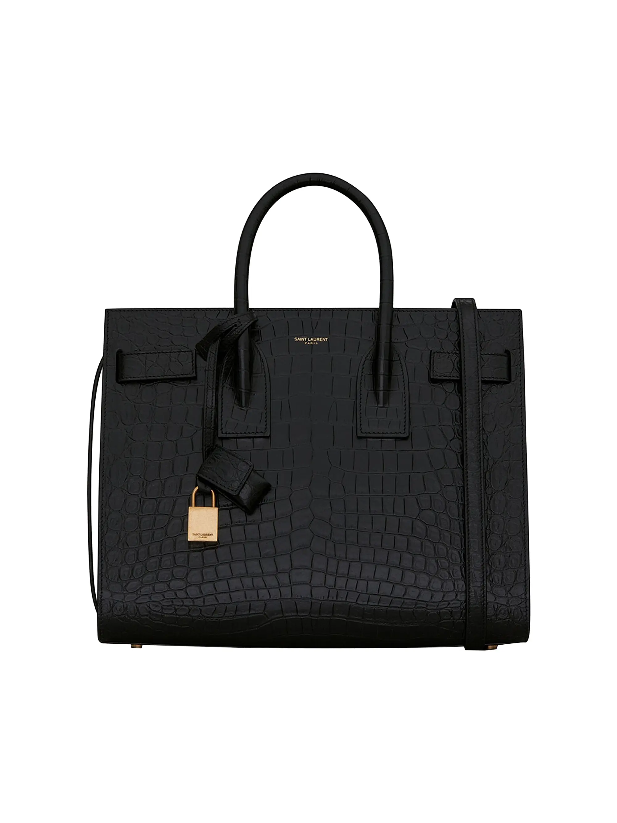 Small Sac De Jour Top Handle Bag in Matte Embossed Crocodile Leather