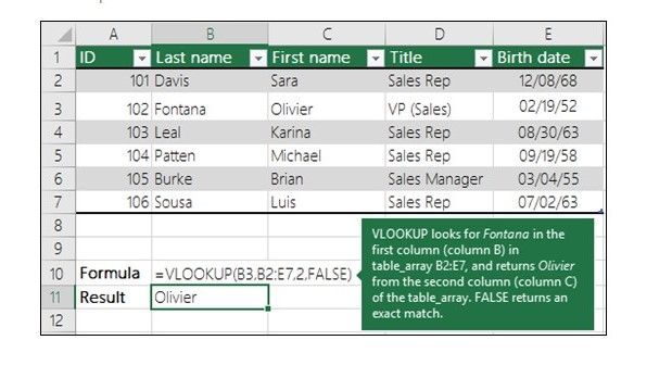 how to use vlookup in excel 2019