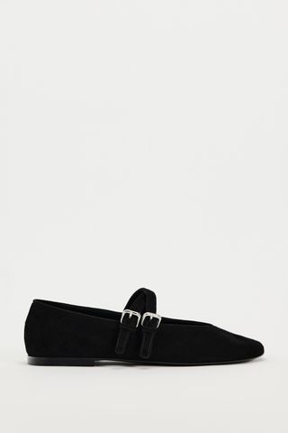 Suede Strap Ballet Flats