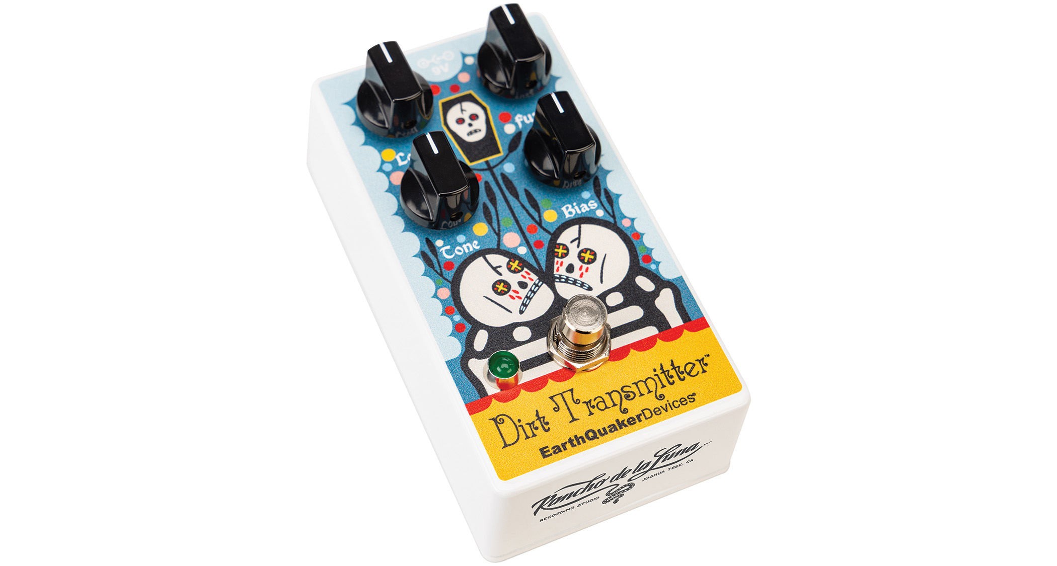 EarthQuaker Devices Rancho de la Luna Dirt Transmitter – the return of the OOP fuzz pedal marks 30-plus years of the Joshua Tree studio and comes with all-new artwork.